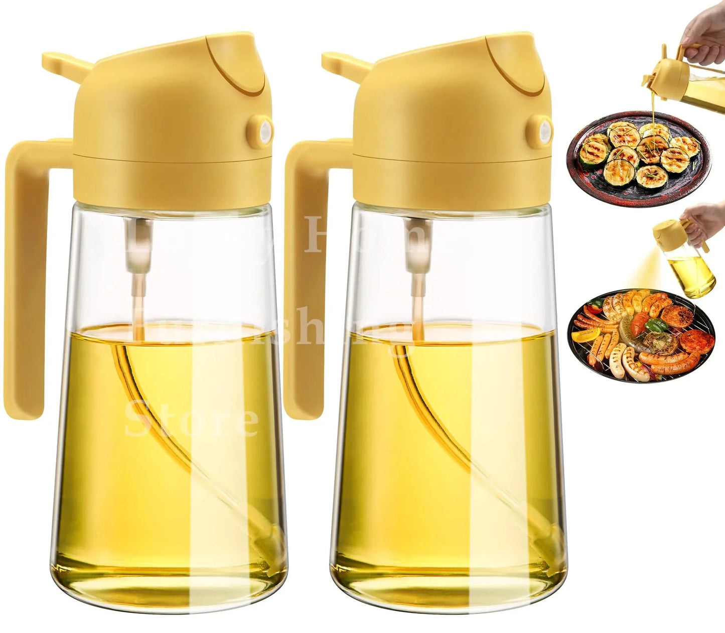 Spray for Olive Oil Dispenser Plastic 2 in 1 Oil Spray&Pour Oil Mister Bottle Cooking BBQ Baking AirFryer 500ML for Oil Bottles