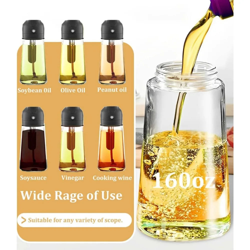 1-2PCS 2in1 Spray Oil Dispenser Oil Jar Cruet BBQ 500ml Plastic Spray Sprayer Bottle Kitchen Baking Roasting Picnic Kitchen Tool