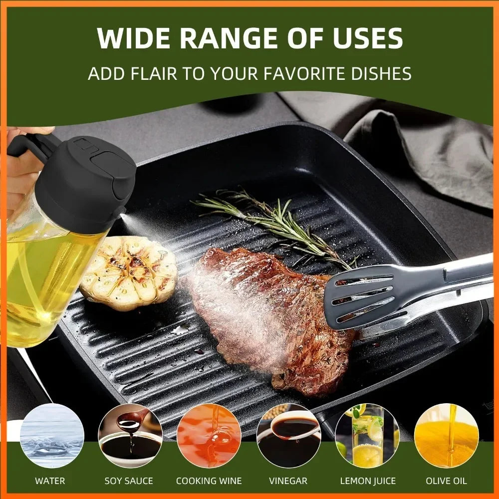 Spray for Olive Oil Dispenser Plastic 2 in 1 Oil Spray&Pour Oil Mister Bottle Cooking BBQ Baking  AirFryer 500ML for Oil Bottles