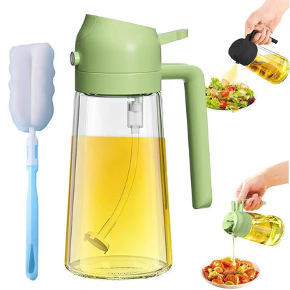 1-2PCS 2in1 Spray Oil Dispenser Oil Jar Cruet BBQ 500ml Plastic Spray Sprayer Bottle Kitchen Baking Roasting Picnic Kitchen Tool