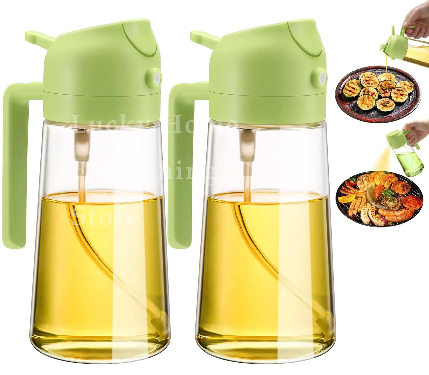 Spray for Olive Oil Dispenser Plastic 2 in 1 Oil Spray&Pour Oil Mister Bottle Cooking BBQ Baking  AirFryer 500ML for Oil Bottles