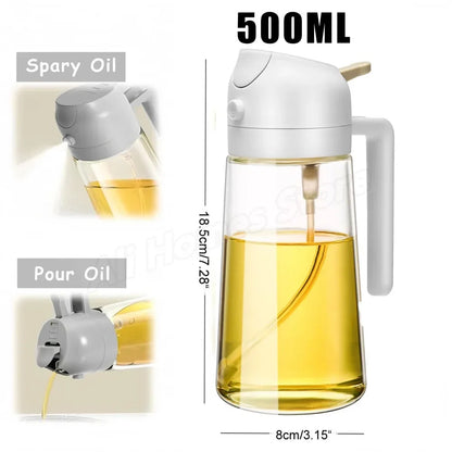 1-2PCS 2in1 Spray Oil Dispenser Oil Jar Cruet BBQ 500ml Plastic Spray Sprayer Bottle Kitchen Baking Roasting Picnic Kitchen Tool