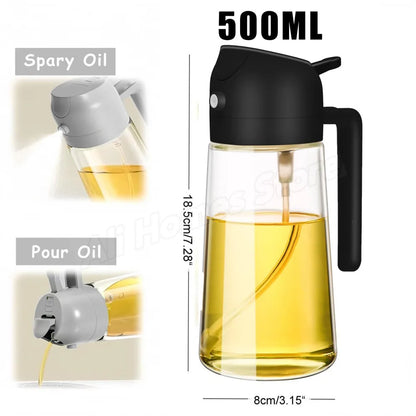 Spray for Olive Oil Dispenser Plastic 2 in 1 Oil Spray&Pour Oil Mister Bottle Cooking BBQ Baking  AirFryer 500ML for Oil Bottles