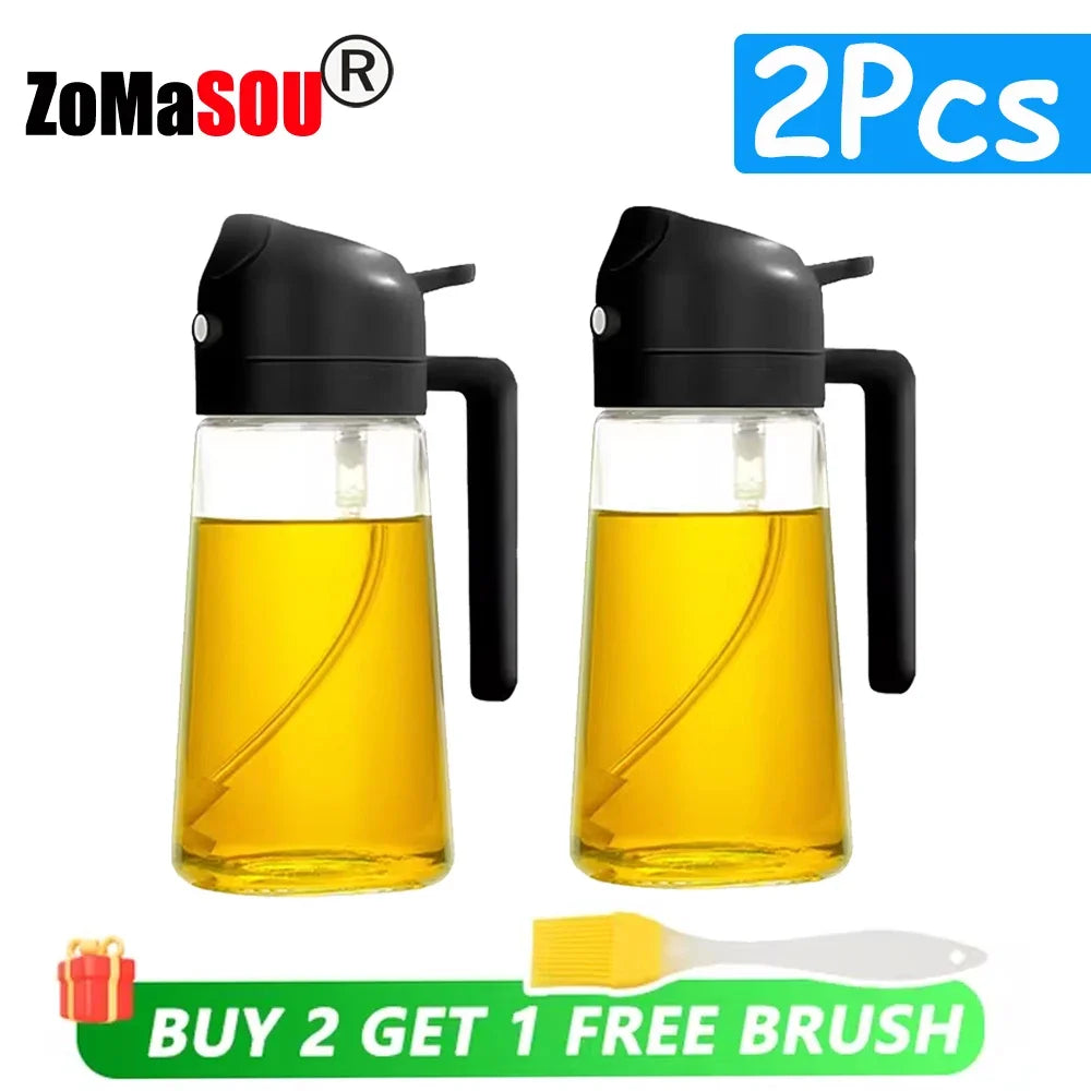 1-4Pcs 2in1 Oil Sprayer Bottle Plastic BBQ Cooking Oil Dispenser Olive Oil Pourers Sprayer Kitchen Baking Mister Vinegar Bottle