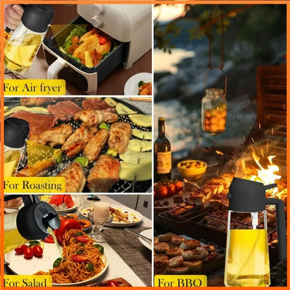 Spray for Olive Oil Dispenser Plastic 2 in 1 Oil Spray&Pour Oil Mister Bottle Cooking BBQ Baking  AirFryer 500ML for Oil Bottles