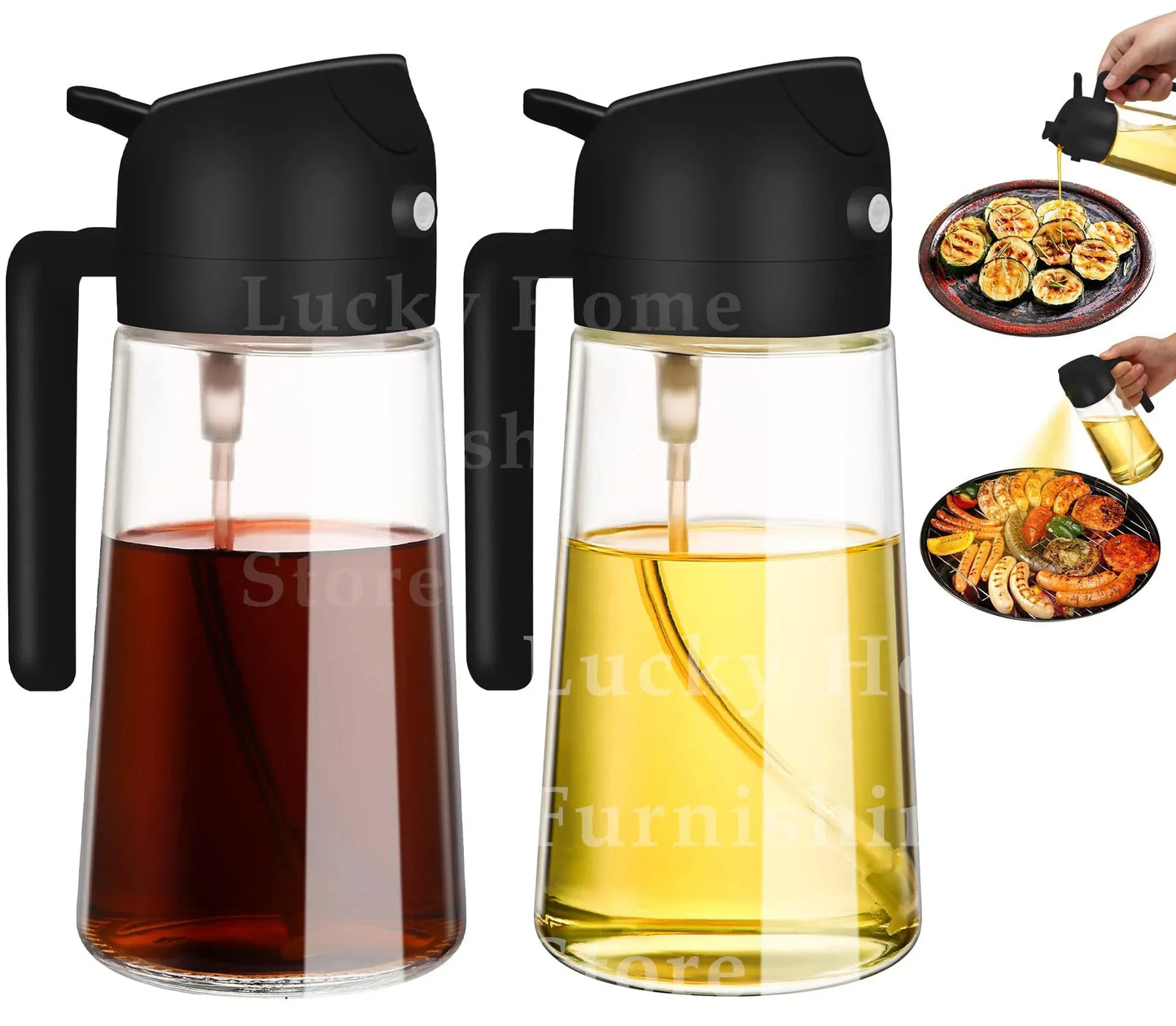 Spray for Olive Oil Dispenser Plastic 2 in 1 Oil Spray&Pour Oil Mister Bottle Cooking BBQ Baking  AirFryer 500ML for Oil Bottles