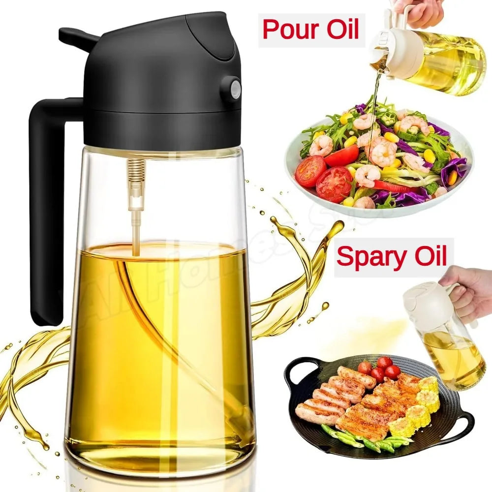 Spray for Olive Oil Dispenser Plastic 2 in 1 Oil Spray&Pour Oil Mister Bottle Cooking BBQ Baking  AirFryer 500ML for Oil Bottles