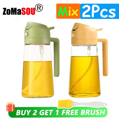 1-4Pcs 2in1 Oil Sprayer Bottle Plastic BBQ Cooking Oil Dispenser Olive Oil Pourers Sprayer Kitchen Baking Mister Vinegar Bottle